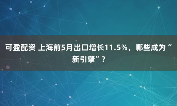 可盈配资 上海前5月出口增长11.5%，哪些成为“新引擎”？