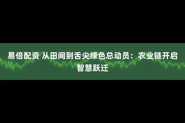 易倍配资 从田间到舌尖绿色总动员：农业链开启智慧跃迁
