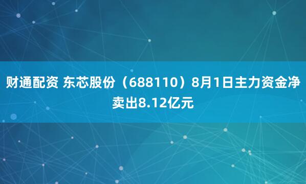 财通配资 东芯股份（688110）8月1日主力资金净卖出8.12亿元
