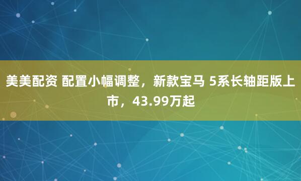 美美配资 配置小幅调整，新款宝马 5系长轴距版上市，43.99万起